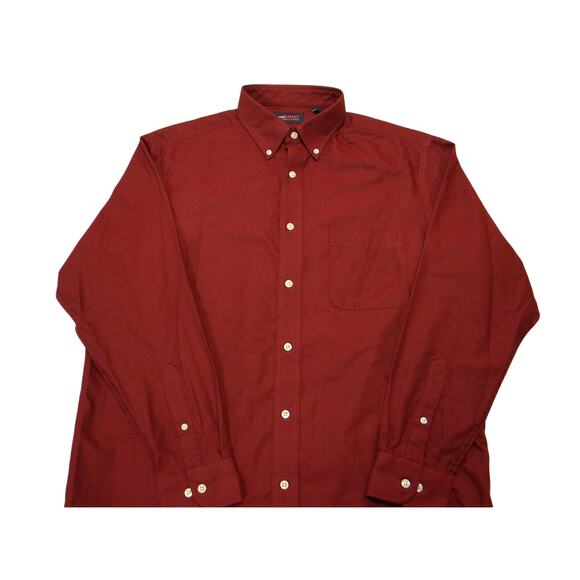 TravelSmart Men's Burgundy Long Sleeve Button‎ Down Shirt Large Classic Workwear - Picture 1 of 5